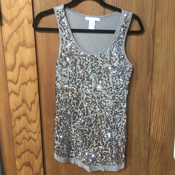 Sequin taupe tank top - Picture 1 of 6